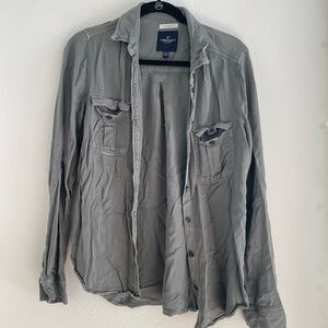 American Eagle Outfitters Gray Button-Down Shirt